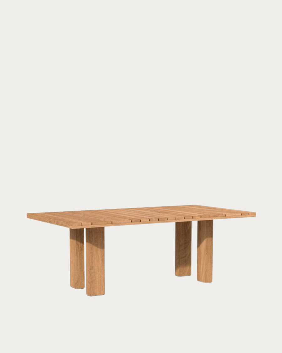 Minimalistischer Tribù Suro Gartentisch aus hochwertigem Teakholz für den Außenbereich.