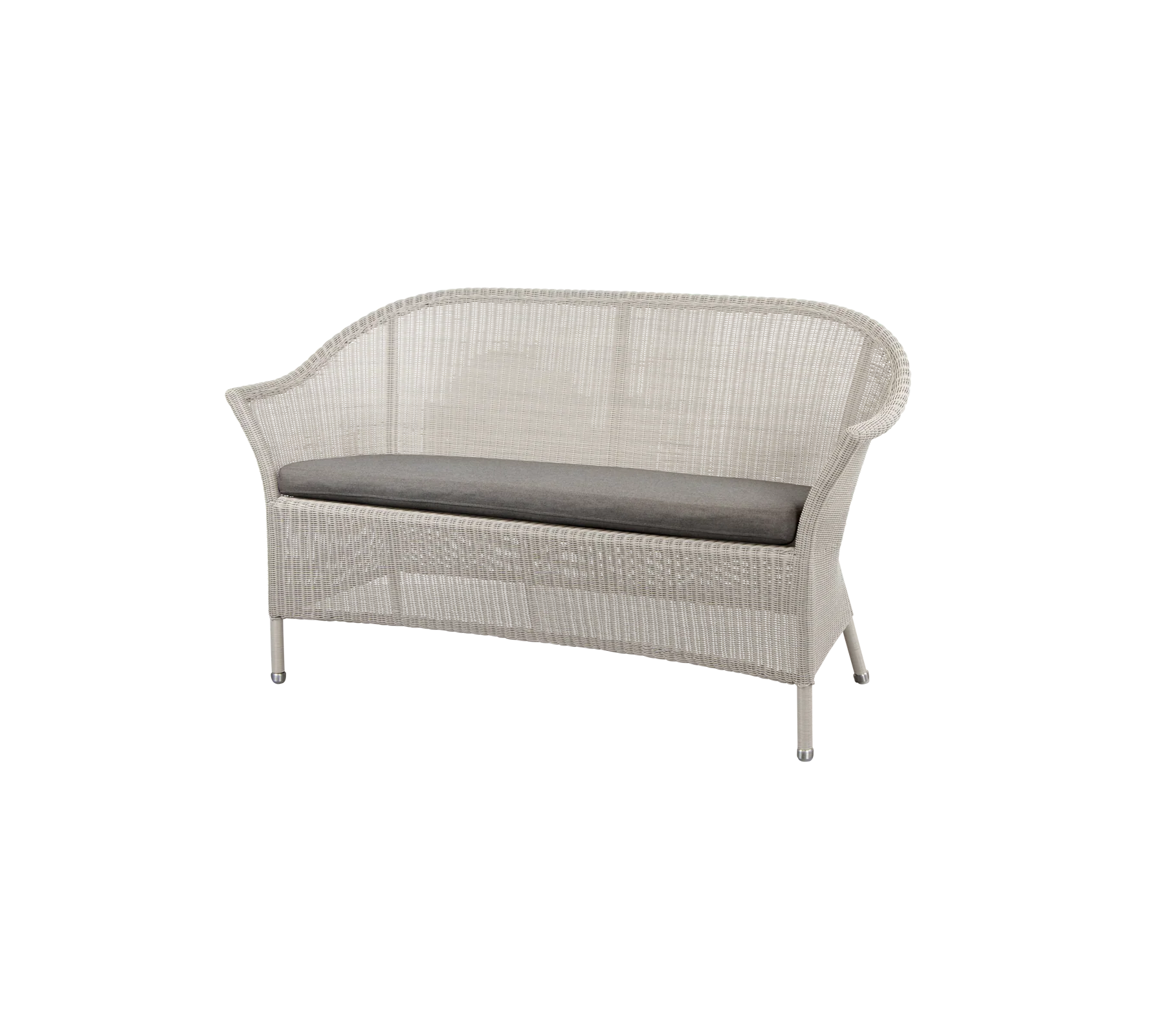 Cane-line LANSING 2-Sitzer mit taupefarbenem Natté-Sitzkissen – zeitloses Farbspiel für moderne Außenbereiche