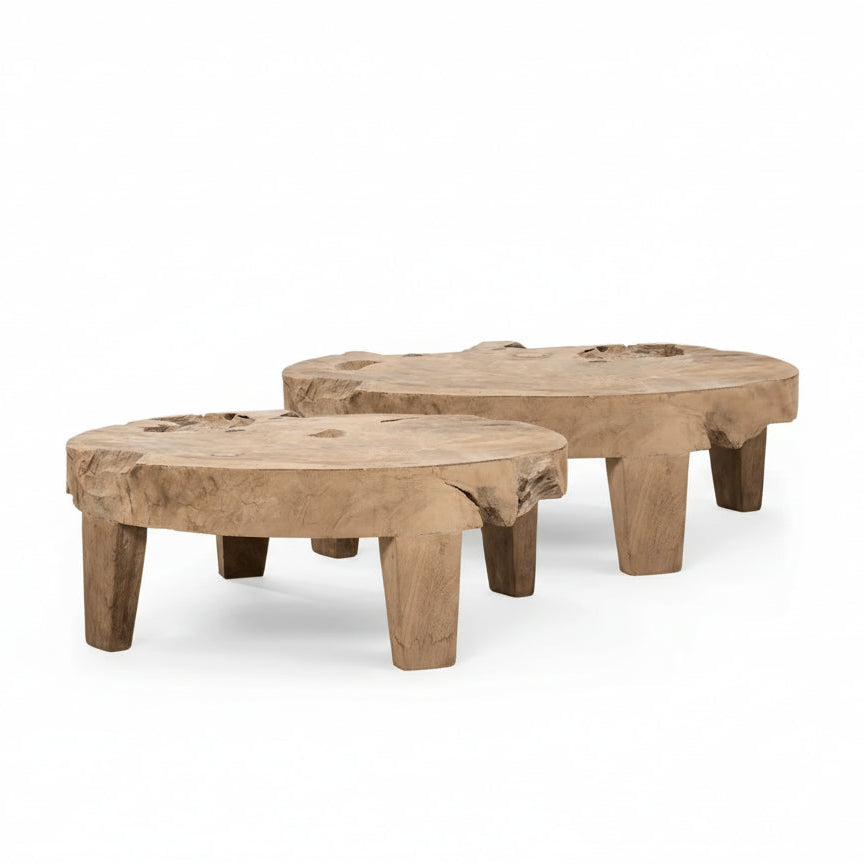 Couchtisch SAMBA in runder, organischer Form – rustikales Holzdesign mit natürlicher Ausstrahlung