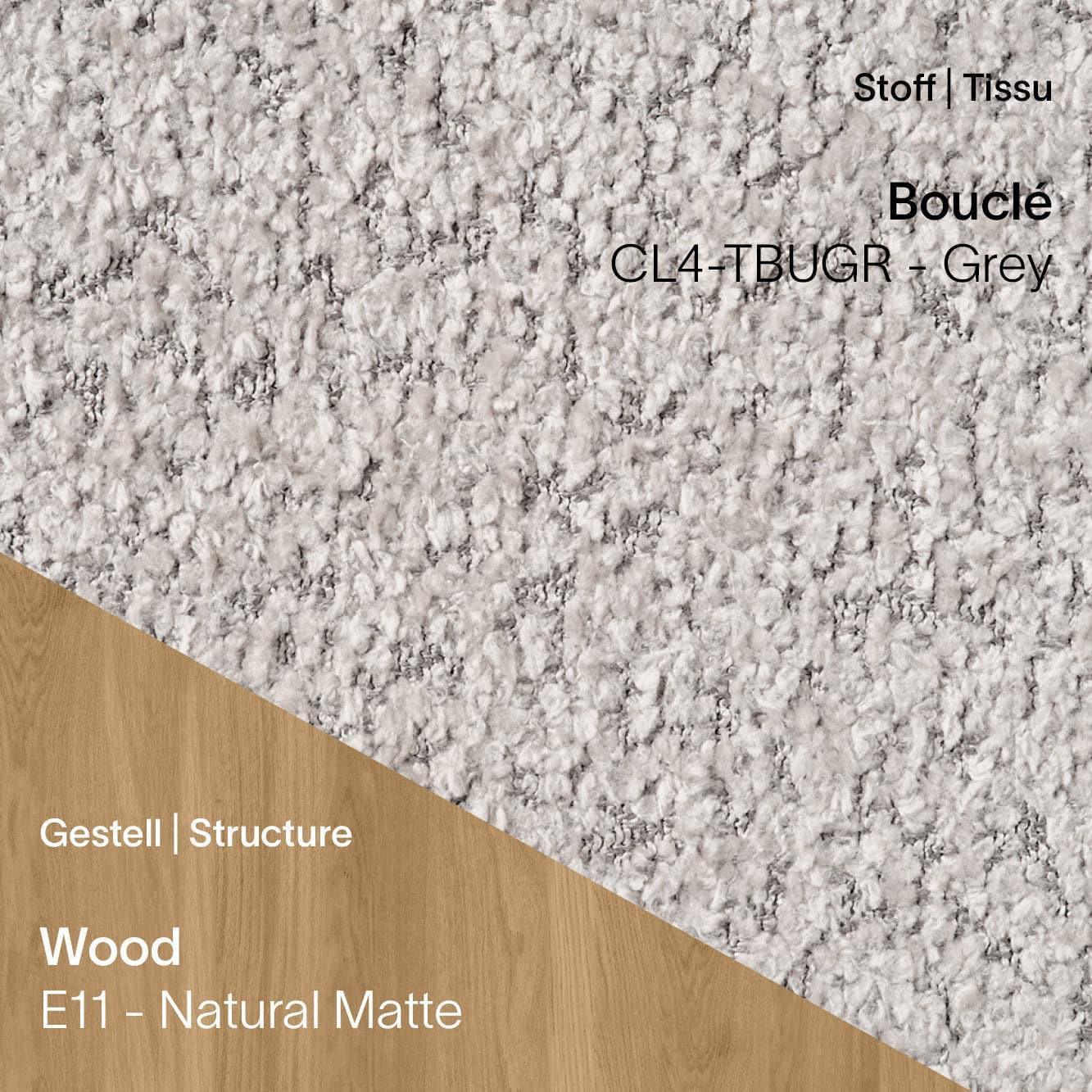 Stuhl CUORI – Stoff Bouclé CL4 Grey mit Eiche Natural Matte Beinen (E11)