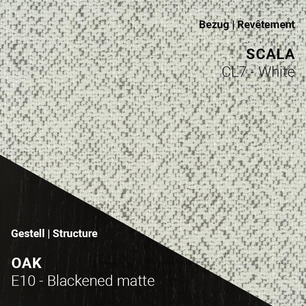 CUORI C0212 mit Bouclé CL4 Beige Stoff von Mobitec und schwarzen Eichenbeinen E10 Blackened Matte