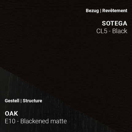 Mobitec Stuhl KNUT C0110 mit Kunstleder Sotega CL5 Black und Eiche Blackened Matte – moderner Look in tiefem Schwarz