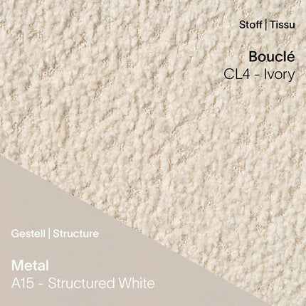 Mobitec Designstuhl LOLA C3110 – Bouclé Ivory mit strukturiert weißem Metallgestell A15
