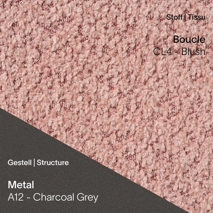 Stuhl LOLA C3212 in zartem Bouclé Blush mit anthrazitfarbenem Gestell