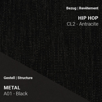 Stuhl LOLA C3212 von Mobitec mit Stoff Hip Hop CL2 Anthracite und Gestell A01 Metal Black