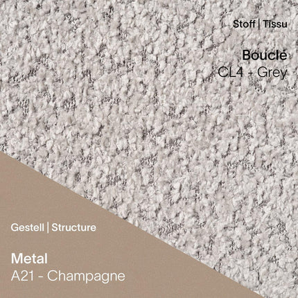LOLA C3510 mit Bouclé Grey und A21 Champagne – moderne Struktur mit sanftem Schimmer