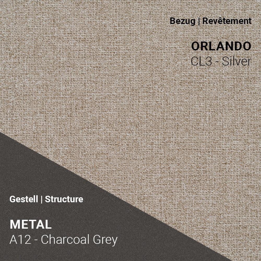 LOTUS Stuhl mit Bezug Genova CL4 Coffee und A12 Metallgestell in Charcoal Grey