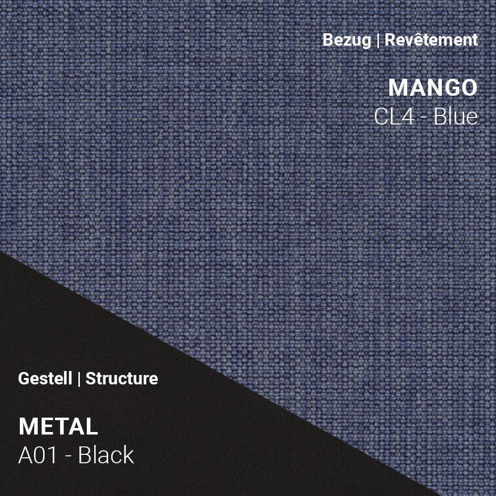 Stoff Mango CL4 Blue kombiniert mit Metallgestell A01 in Schwarz