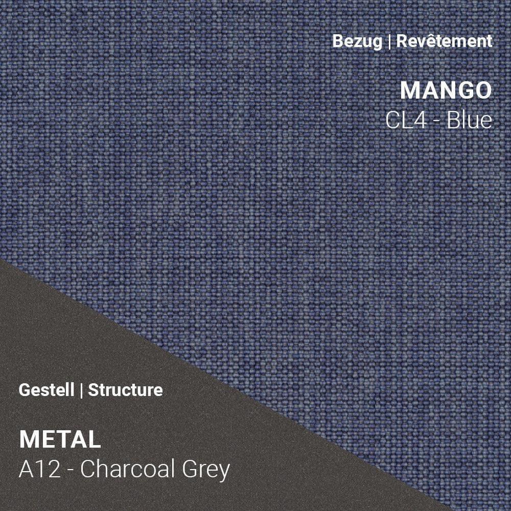 Stoff Mango CL4 Blue kombiniert mit Metallgestell A12 in Charcoal Grey