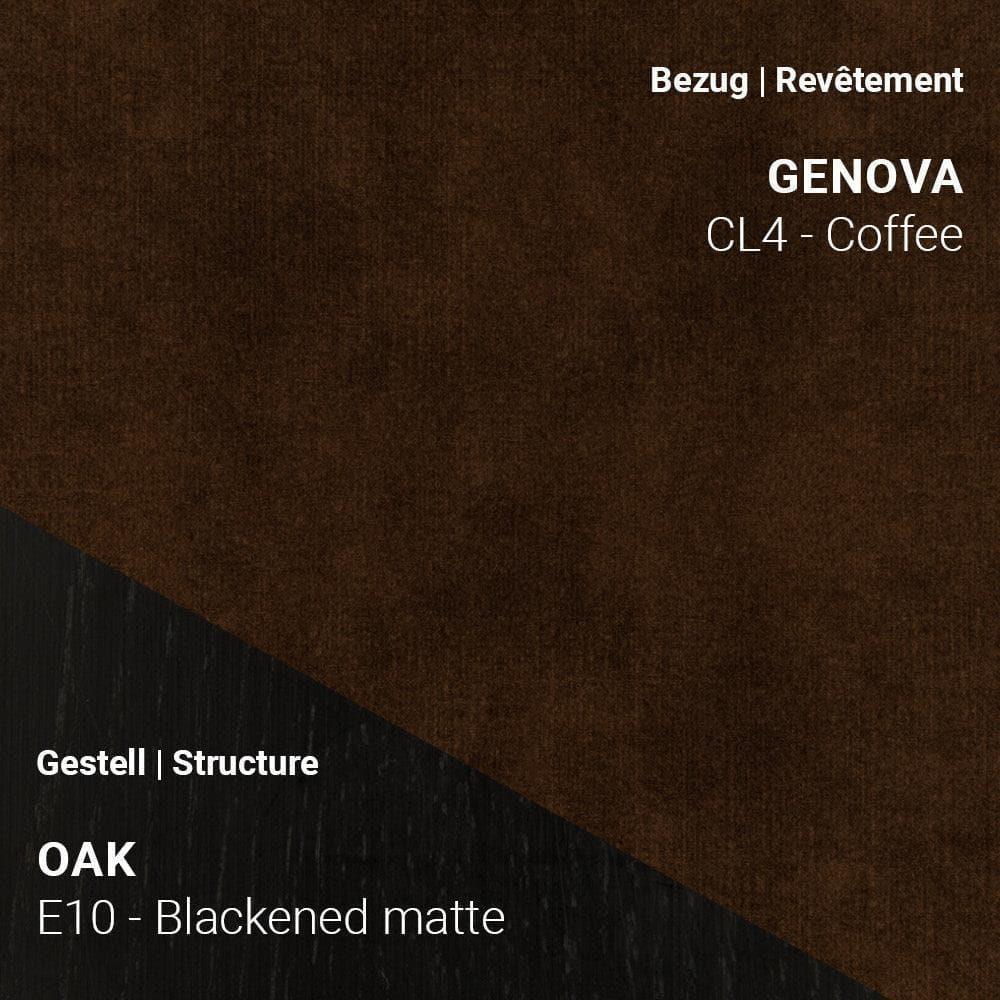 Stuhl NEO C0452 von Mobitec in Genova CL4 Coffee mit Eiche Blackened Matte – tiefer Braunton auf dunklem Gestell