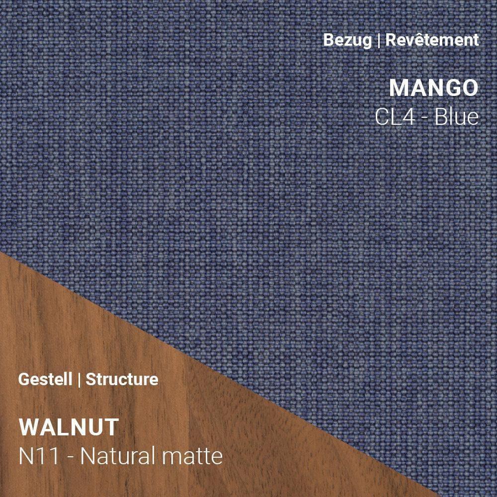 Mobitec Stuhl NEO C0550 in Mango CL4 Blue kombiniert mit Nussbaum Natural – moderne Farbvielfalt trifft klassische Eleganz