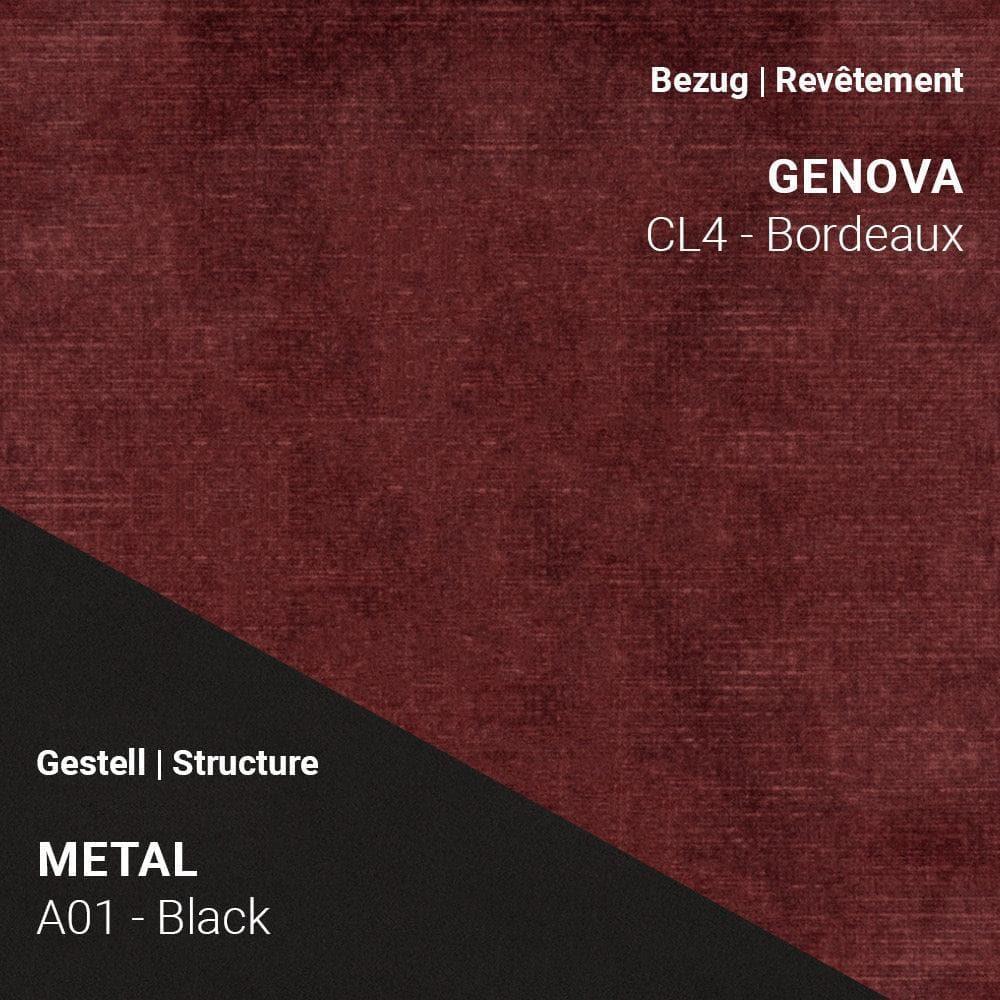 PAMP C1010 mit Stoff Genova CL4 Bordeaux und schwarzem Metallgestell A01