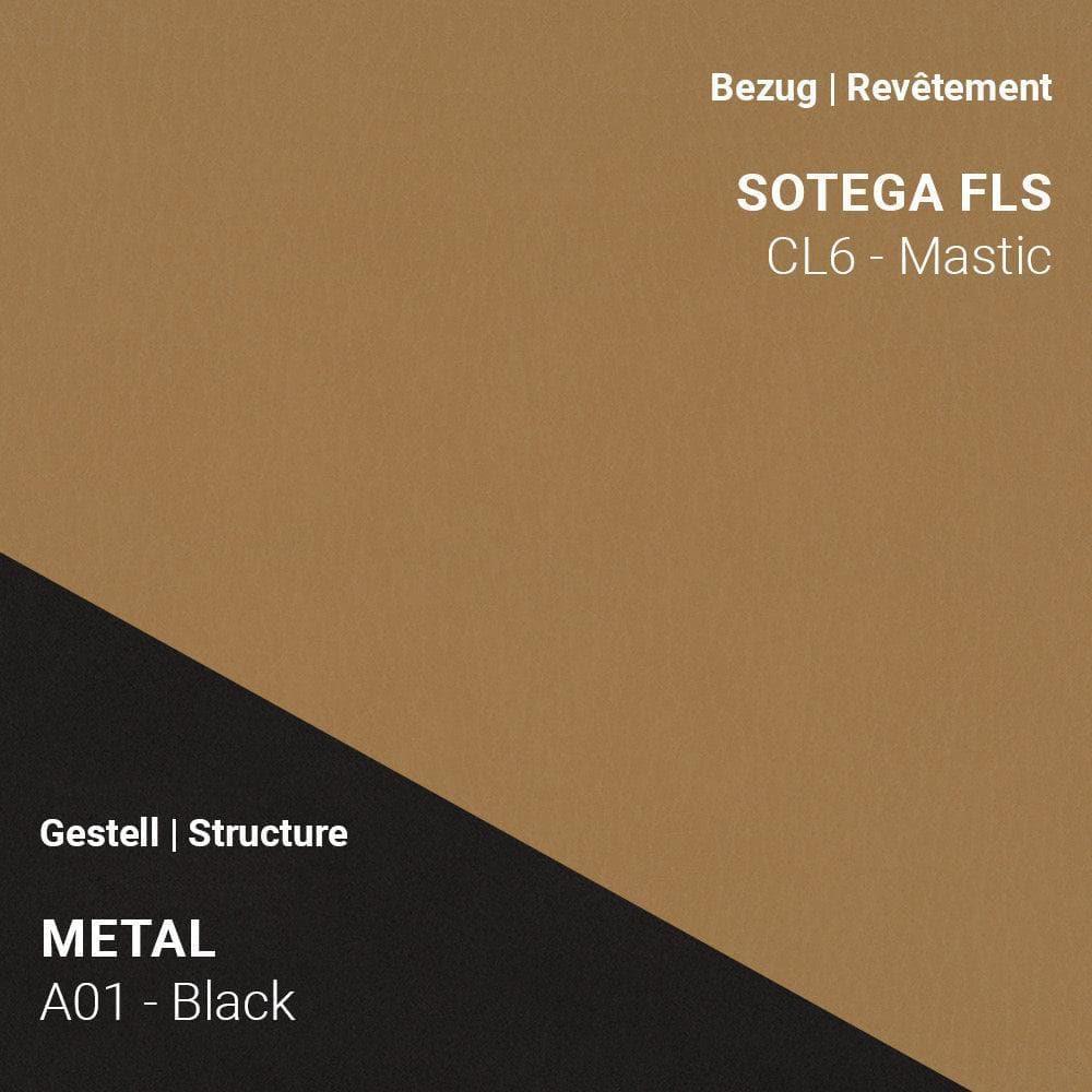 Stapelbarer Stuhl PAMP C1110 mit hellem Bezug Sotega FLS CL6 Mastic und schwarzem Gestell A01