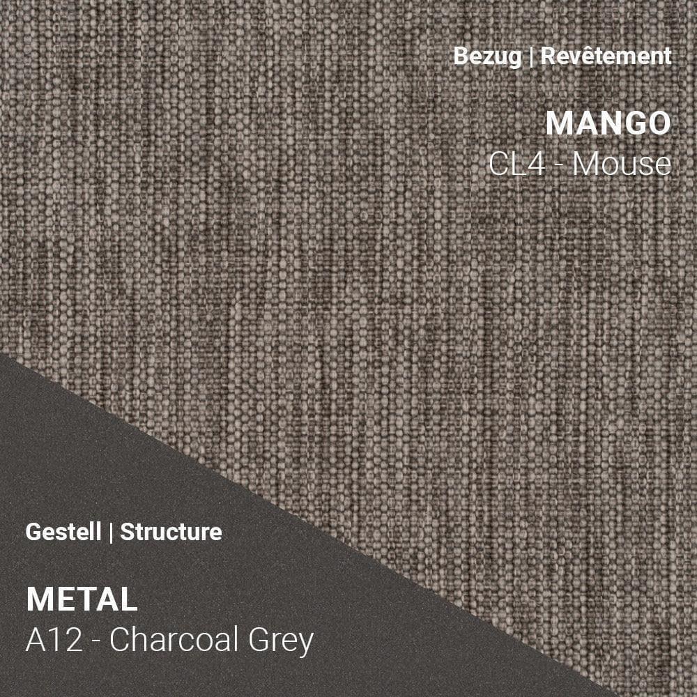 Armlehnstuhl PAMP C1216 mit Bezug Mango CL4 Mouse auf Metallgestell A12 Charcoal Grey