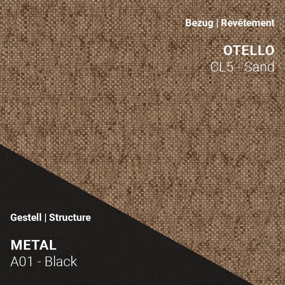 Barstuhl PAMP C1610 mit sandfarbenem Stoff Otello CL5 und schwarzem Metallgestell A01 – natürlich & ruhig