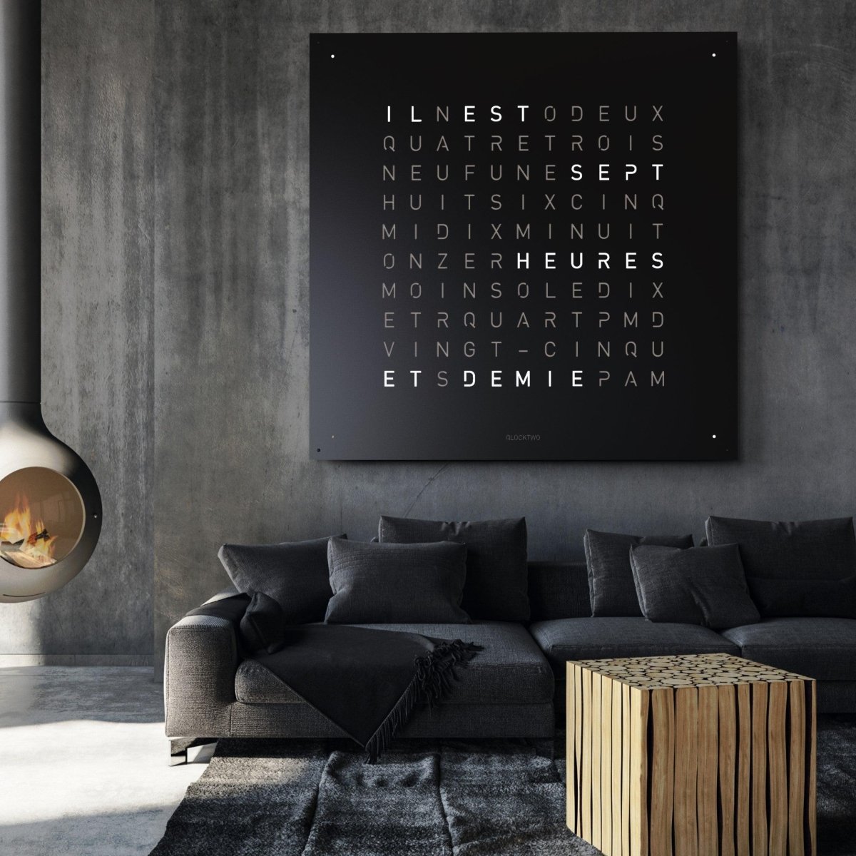 Qlocktwo - Wanduhr EARTH 180 BLACK PEPPER - | Homestorys
