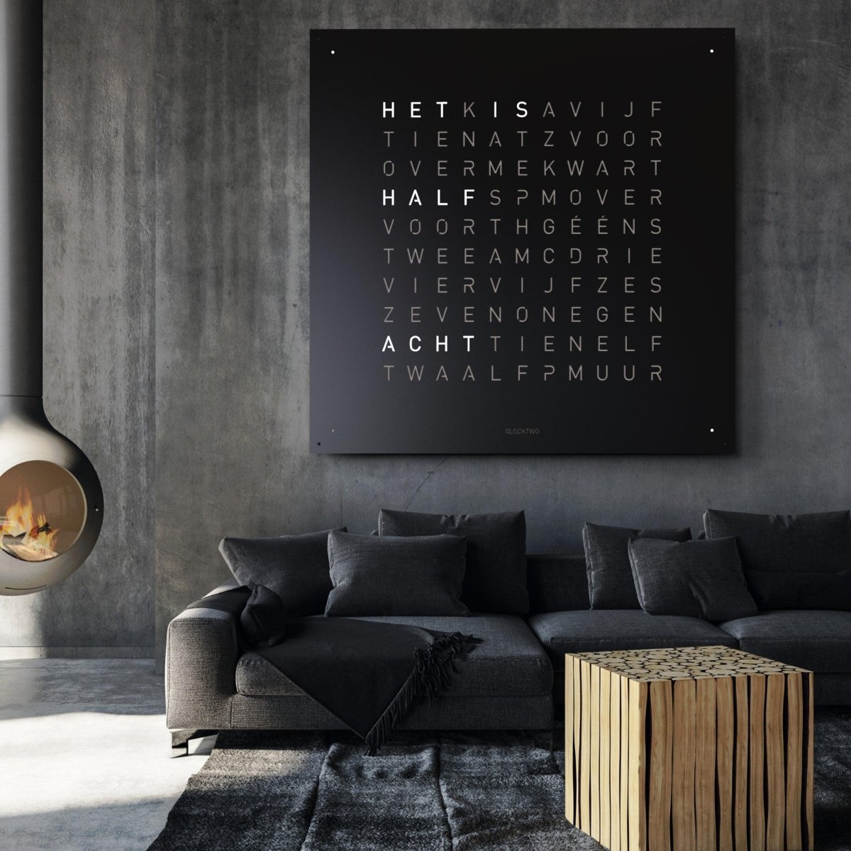 Qlocktwo - Wanduhr EARTH 180 BLACK PEPPER - | Homestorys