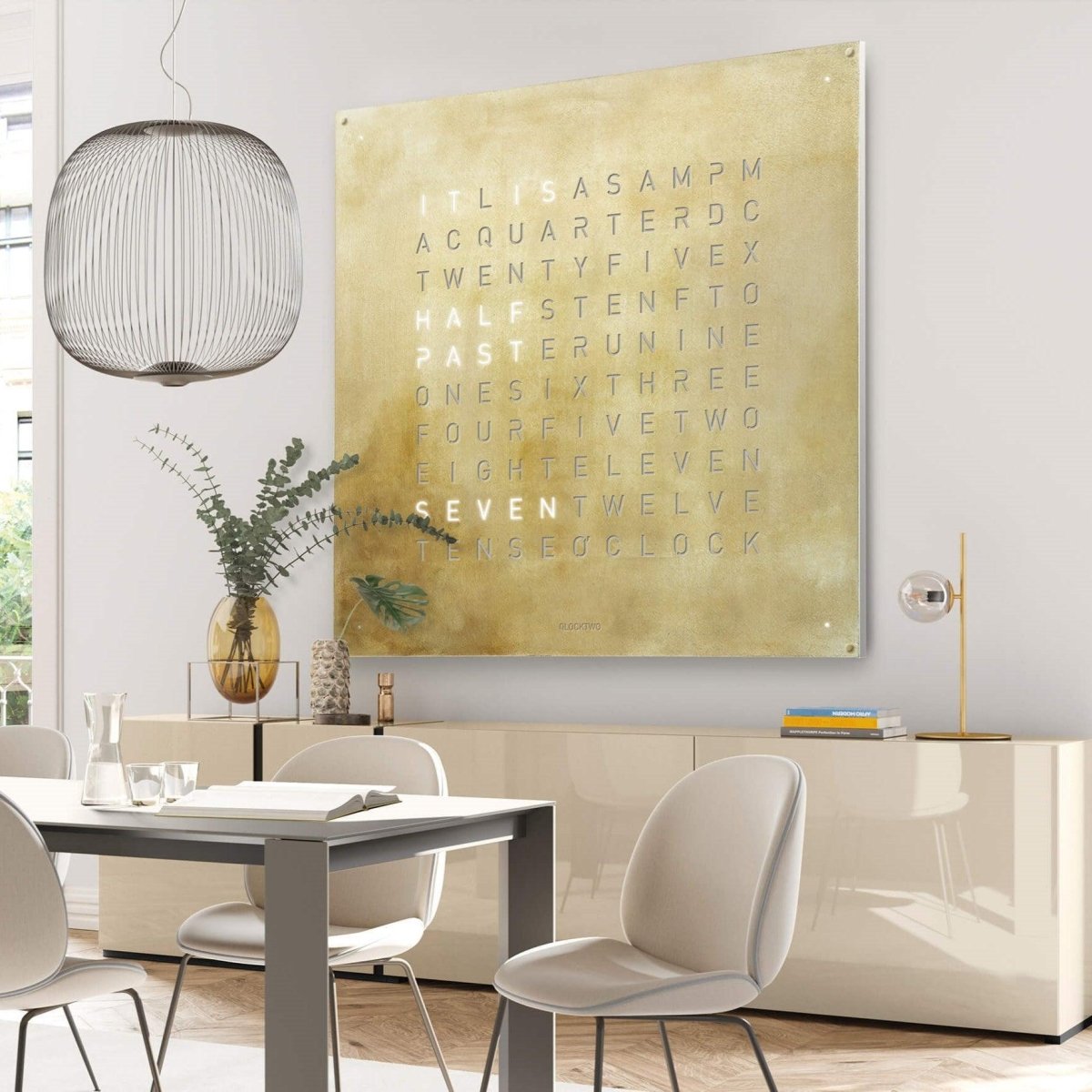 Qlocktwo - Wanduhr EARTH 180 SILVER & GOLD - | Homestorys