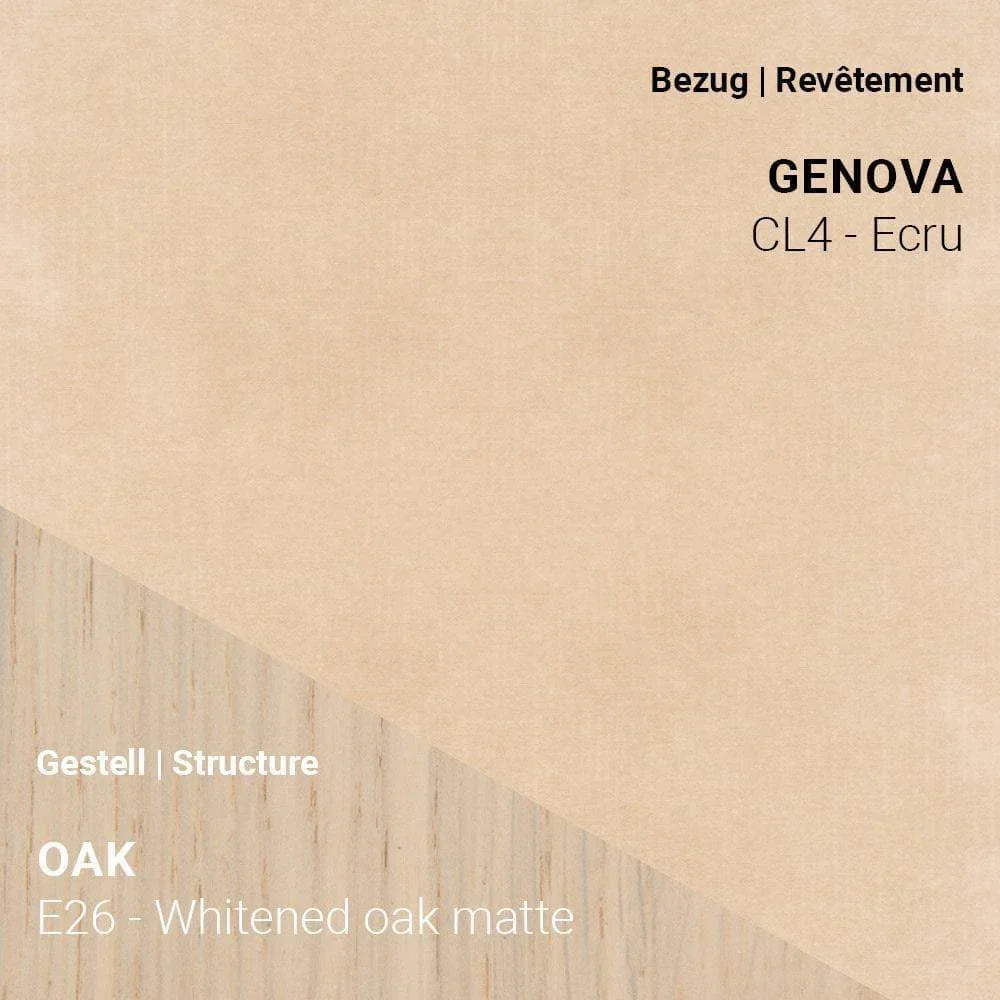Genova CL4 Ecru auf SAGA C0110 mit hellem Gestell Eiche Whitened Matte (E26)