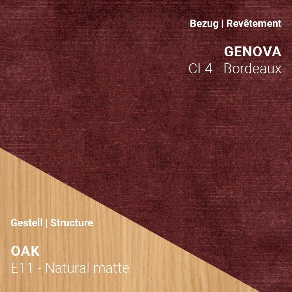 SAGA C0212 mit Stoff Genova CL4 Bordeaux und Eiche Natural Matte (E11)