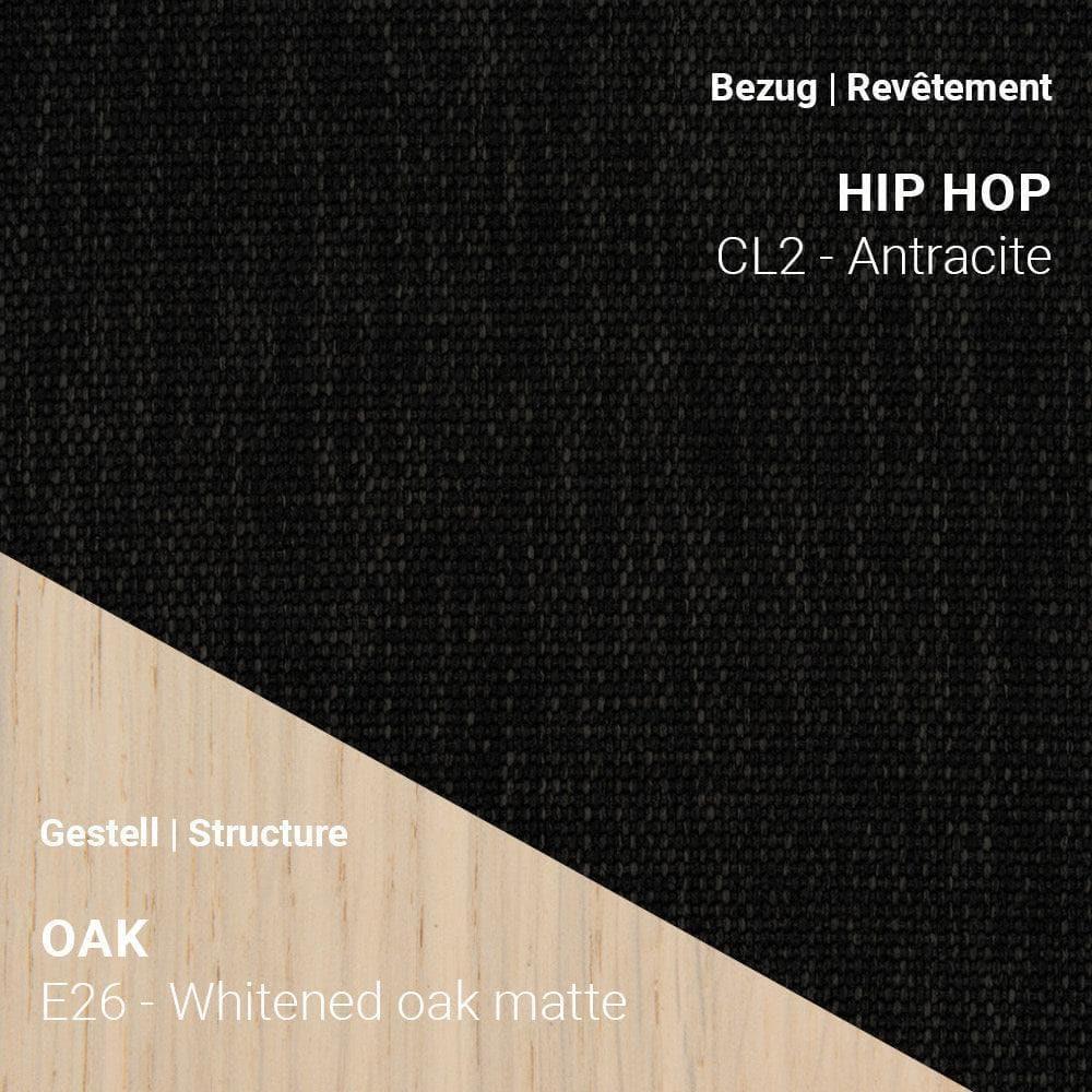 Stuhl SAGA C0212 mit Stoff Hip Hop CL2 Anthracite und hellem Eichegestell Whitened Matte (E26)
