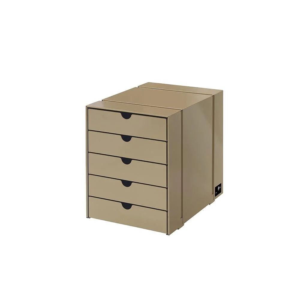 Modularer Schubladencontainer Inos K1 von USM Haller in elegantem Beige – stilvolle Stauraumlösung für puristisches Wohndesign
