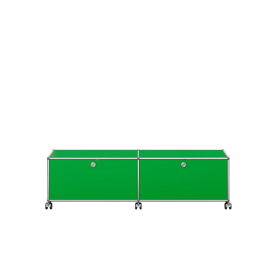 USM Lowboard M61 in klassischem USM Grün – modular aufgebautes Designmöbel mit viel Stauraum, ideal als Sideboard oder TV-Möbel für Wohnzimmer oder Homeoffic