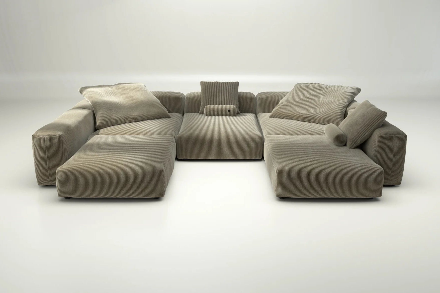 Vetsak Sofa Set 06 in Cord Velour Khaki – mit Kissen, erdiger Charakter für moderne Einrichtungsideen