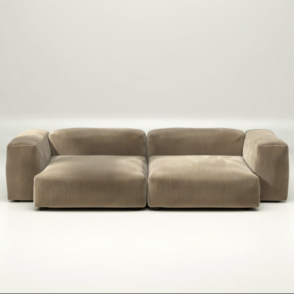 Großes SET 02 Sofa mit Cord Velour in Sand – vetsak Design in XL für einladende Räume