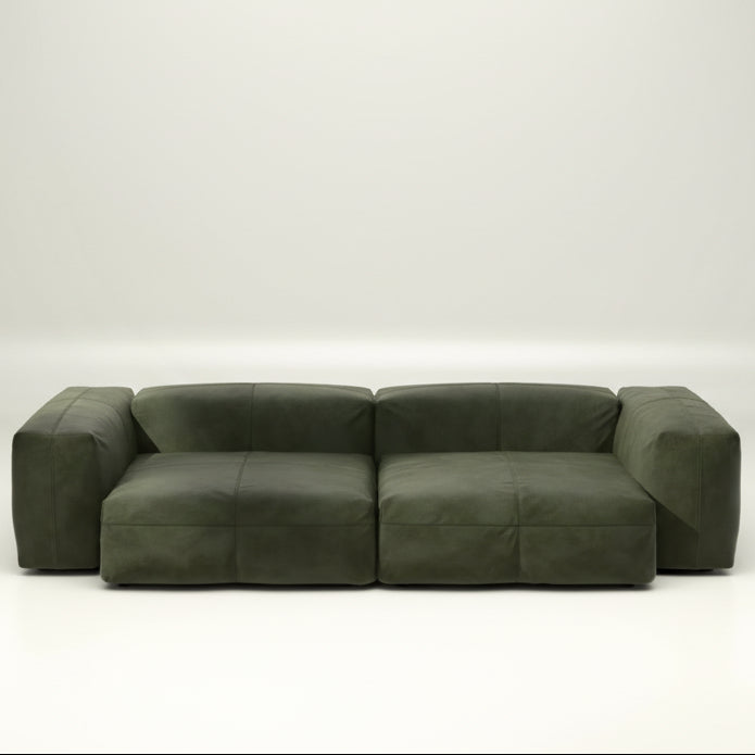 Sofa SET 02 L von vetsak mit Leder in Olive – außergewöhnliche Farbe, hochwertiges Finish
