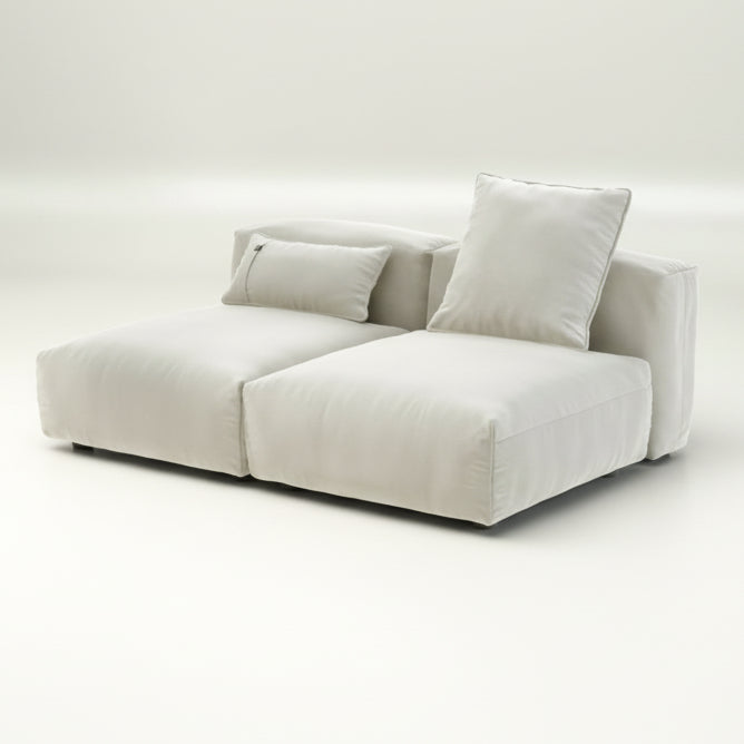 Modulares Sofa SET 02 Medium von vetsak im Stoff Suave Clay ohne Seitenmodule, mit Kissen – modernes, weiches Loungedesign mit natürlichem Farbton