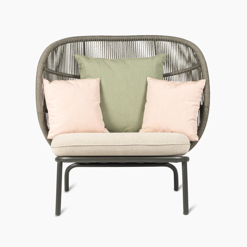 Vincent Sheppard KODO COCOON Gartensessel in Fossil Grey mit Sitz- und Dekokissen