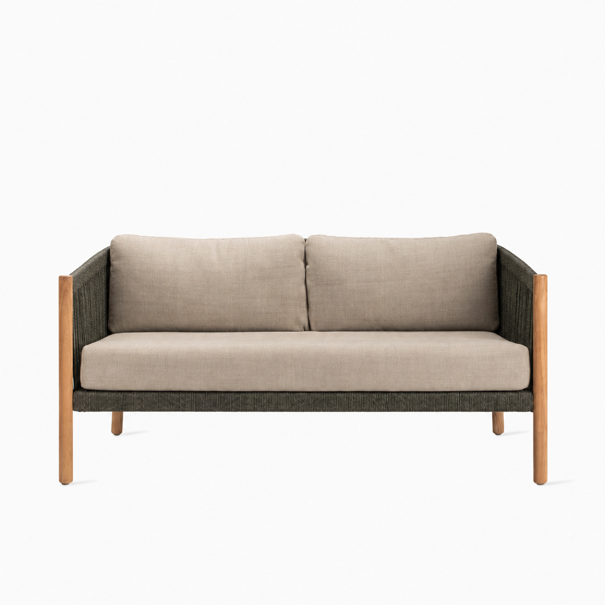 Vincent Sheppard LENTO Gartensofa in Teak Anthracite mit Kissen in Almond
