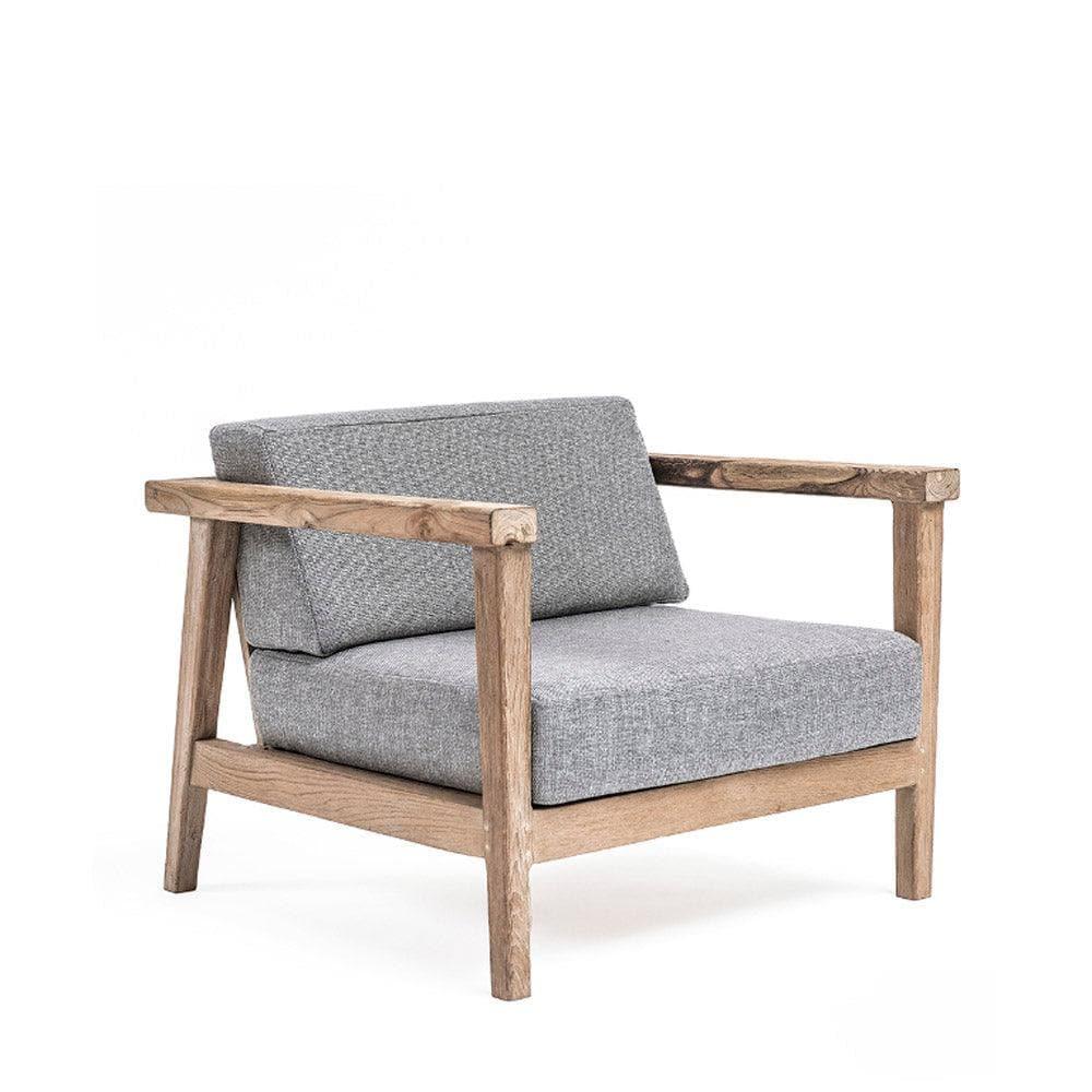 Gartensessel COPENHAGUE von Gommaire – moderner Loungesessel aus recyceltem Teakholz mit wetterfestem Sitz- und Rückenkissen, ideal für Terrasse und Garten