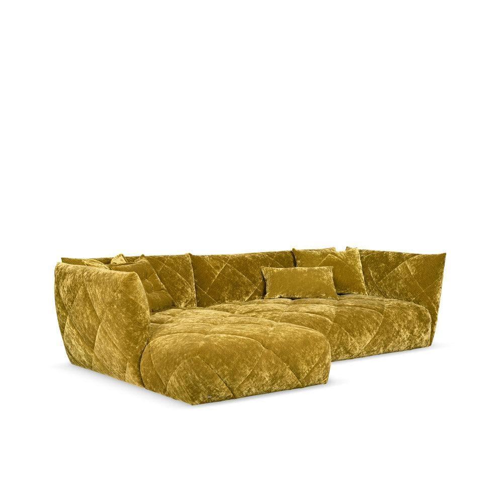 Sofa TERATAI Z106li von Bretz in Gold Green – exklusives Designersofa mit organischer Linienführung und glänzendem Samtbezug in edlem Grün-Gold-Ton
