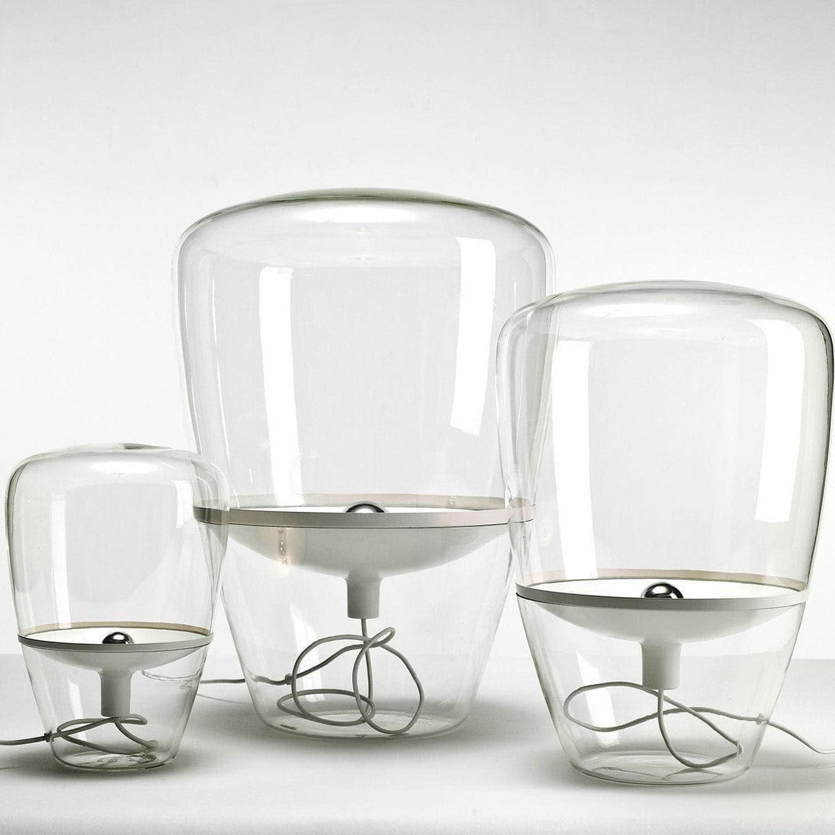 Arrangement aus drei BALLOONS PC858 Lampen von Brokis in den Glasfarben Transparent, Rauchbraun und Rauchgrau – stilvolle Kombination in verschiedenen Größen und Farben