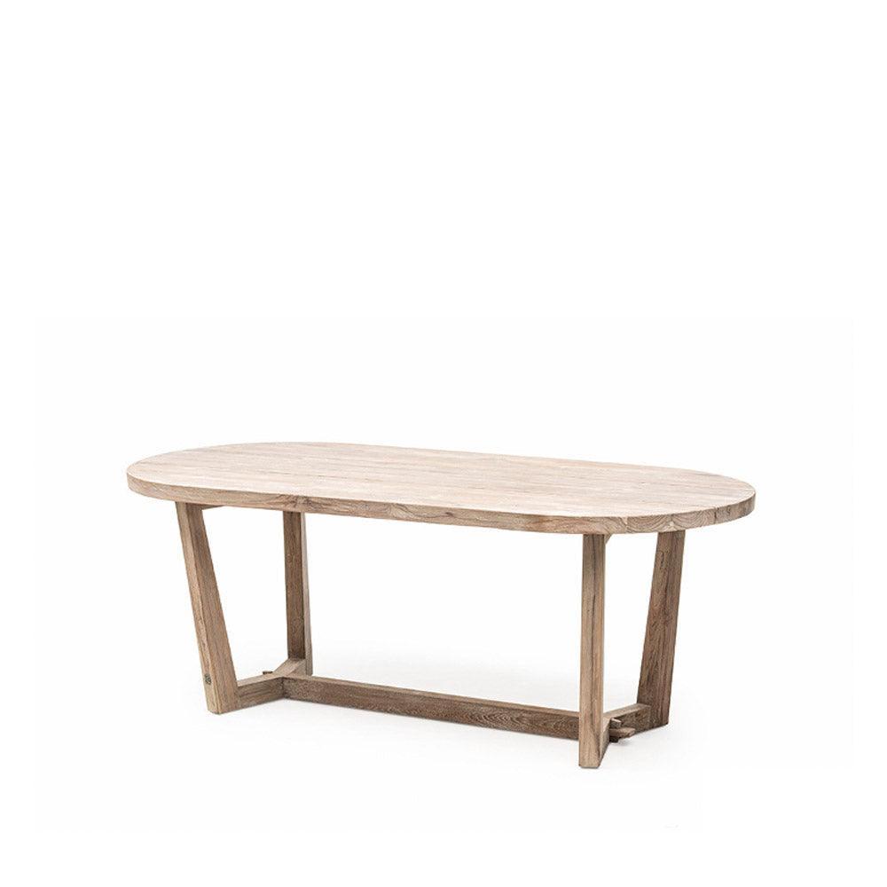 Esstisch DAN Oval 200 cm von Gommaire – ovaler Outdoor-Esstisch aus recyceltem Teakholz, elegant geschwungen und wetterfest für Garten oder Terrasse