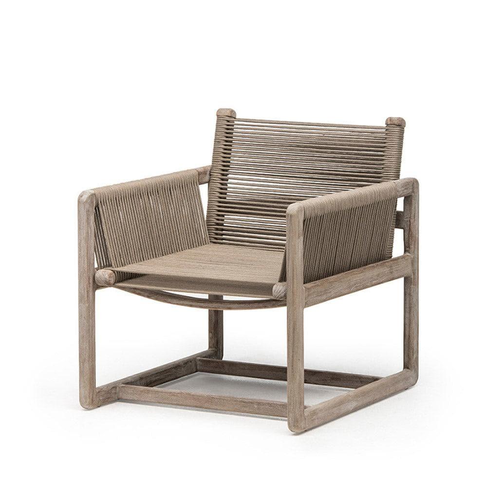 Gartensessel CARLO Easy von Gommaire ohne Kissen – minimalistischer Outdoor-Sessel aus recyceltem Teakholz mit organischer Formgebung