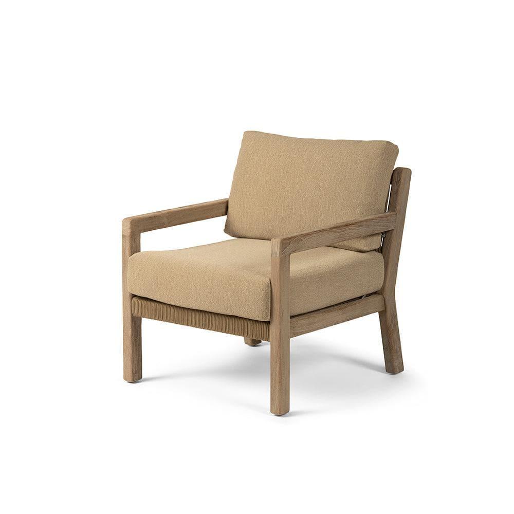 Gartensessel MARIO von Gommaire – eleganter Outdoor-Sessel aus recyceltem Teakholz mit wetterfesten Polstern, ideal für Garten, Terrasse oder moderne Lounge-Einrichtungen