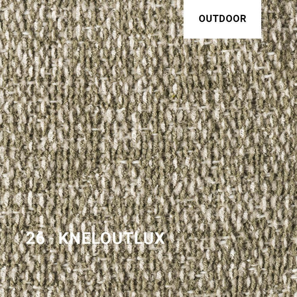 ORSO Easy Gartensessel mit Polster in KNELOUTLUX 26 – taupefarbener Outdoor-Stoff für harmonische Gartenmöbel-Arrangements