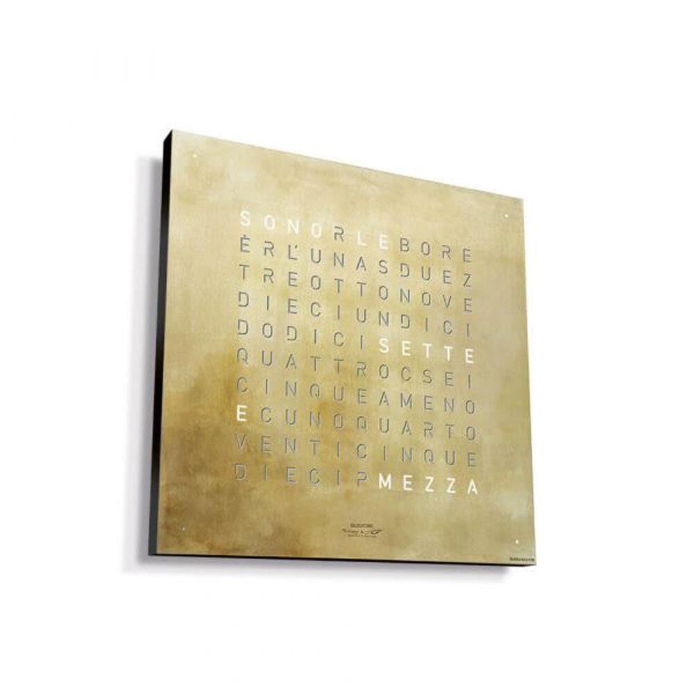 QLOCKTWO EARTH 45 con corpo nero – orologio da parete raffinato con dettagli in argento e oro