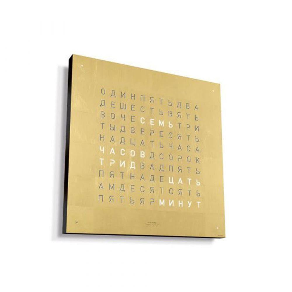 QLOCKTWO EARTH 45 Gold – боковой вид с чёрным корпусом и позолоченной панелью