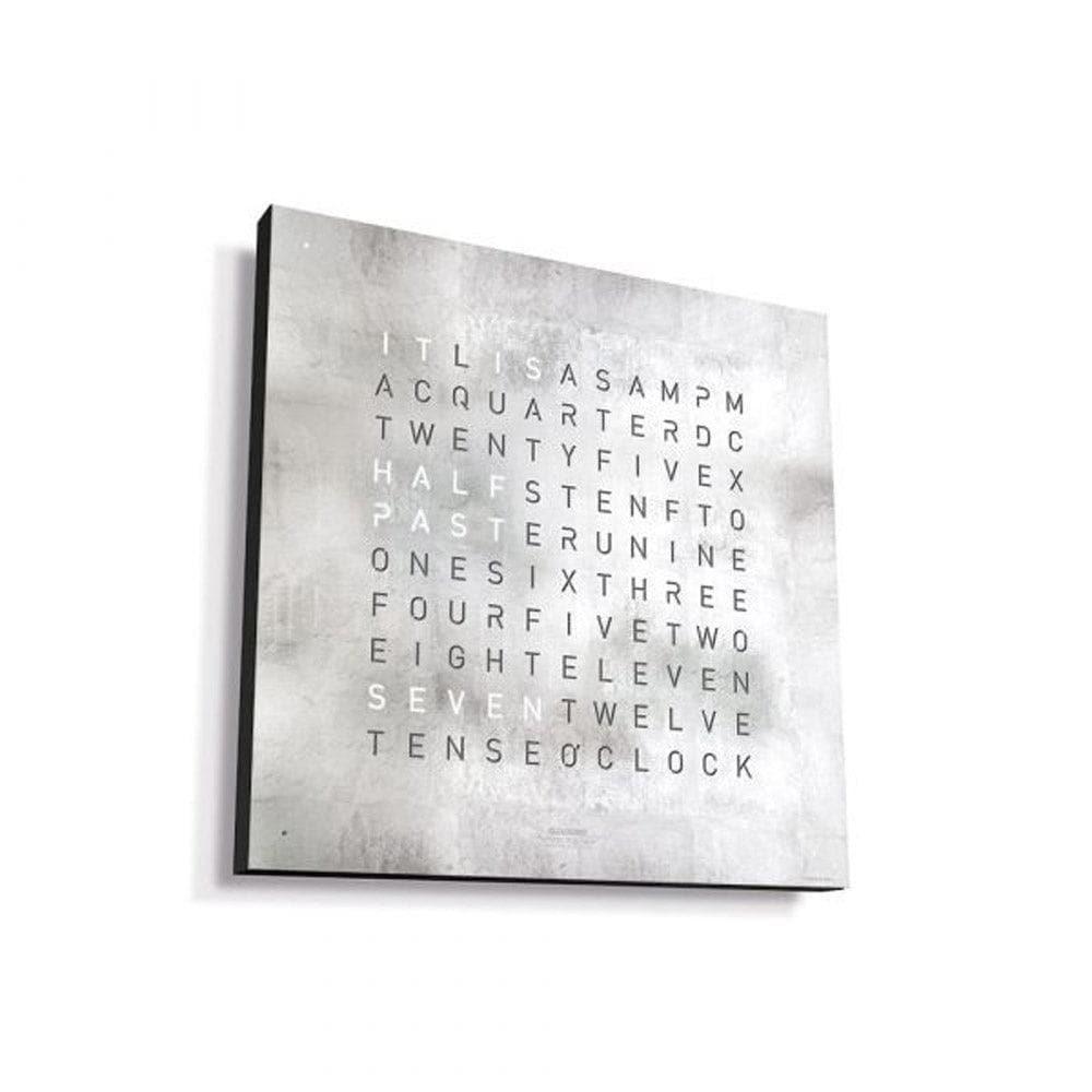 Side view of the QLOCKTWO EARTH 45 Creator’s Edition Platinum – luxury wall clock with a refined platinum finish