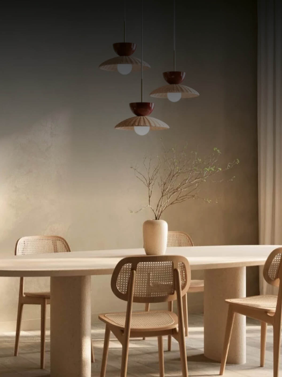Arvin Pendant Lamp von Vincent Sheppard – Natural Rattan mit Maroon Details-mobile ansicht