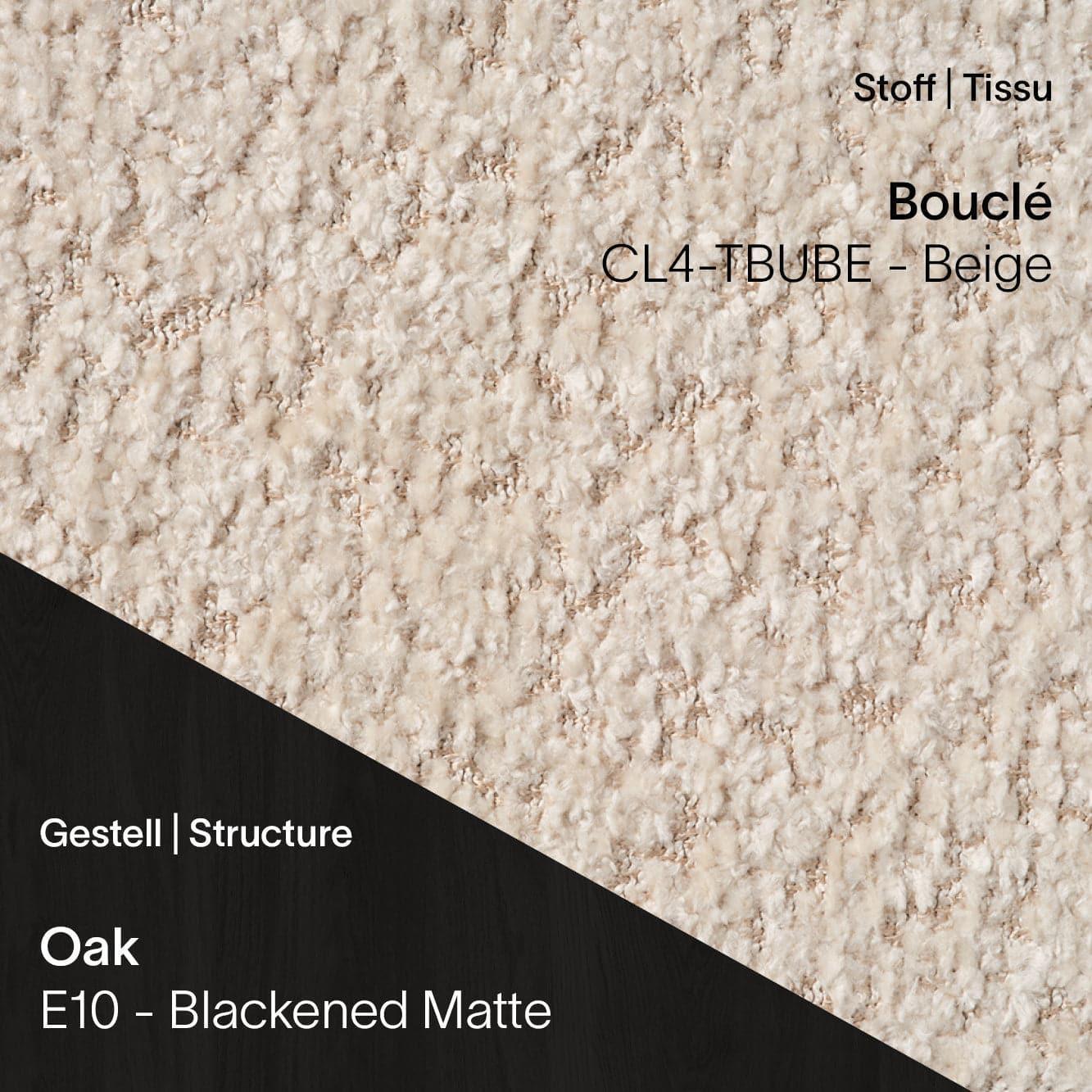 CUORI mit Bouclé CL4 Beige Stoff von Mobitec und schwarzen Eichenbeinen E10 Blackened Matte