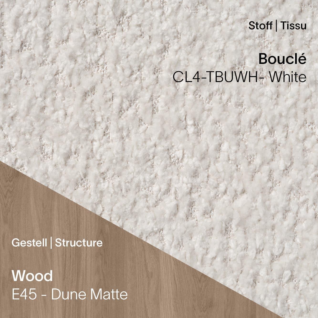 Mobitec CUORI mit Bouclé CL4 White kombiniert mit Eiche Dune Matte Beinen (E45)