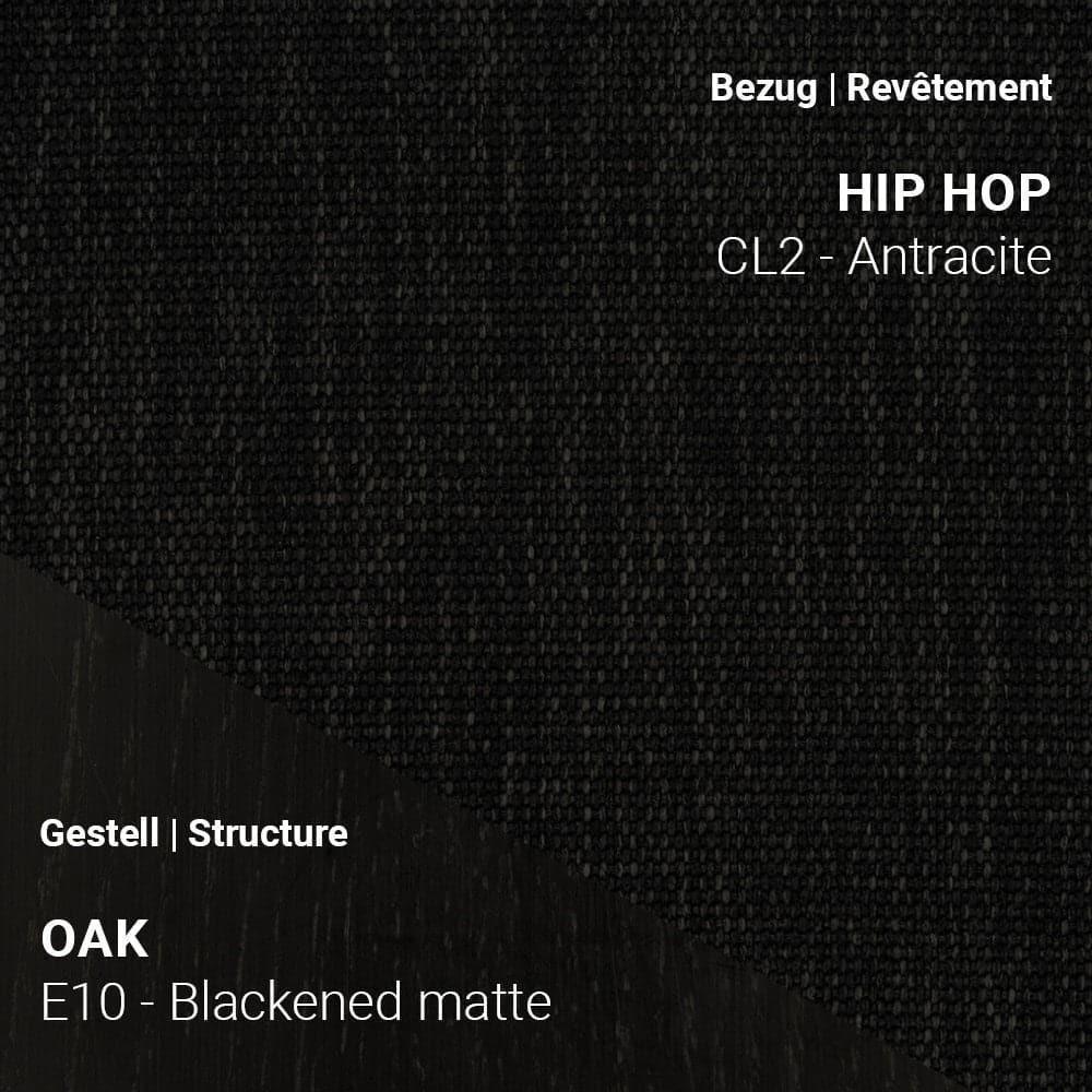 Mobitec Stuhl CUORI mit Stoff Hip Hop CL2 Anthracite und Eiche Blackened Matte Beinen (E10)