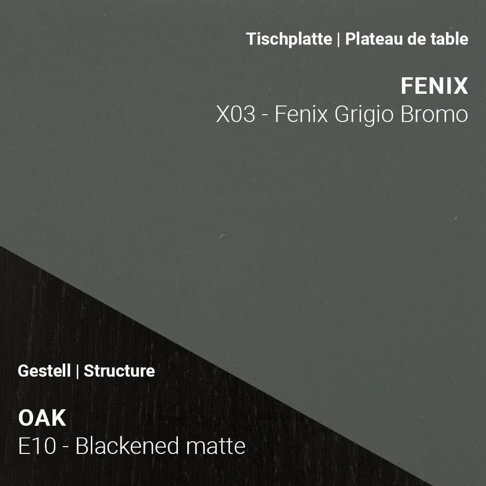 Tischplatte Fenix x03 Grigio Bromo auf Gestell in Eiche Blackened Matte (E10)