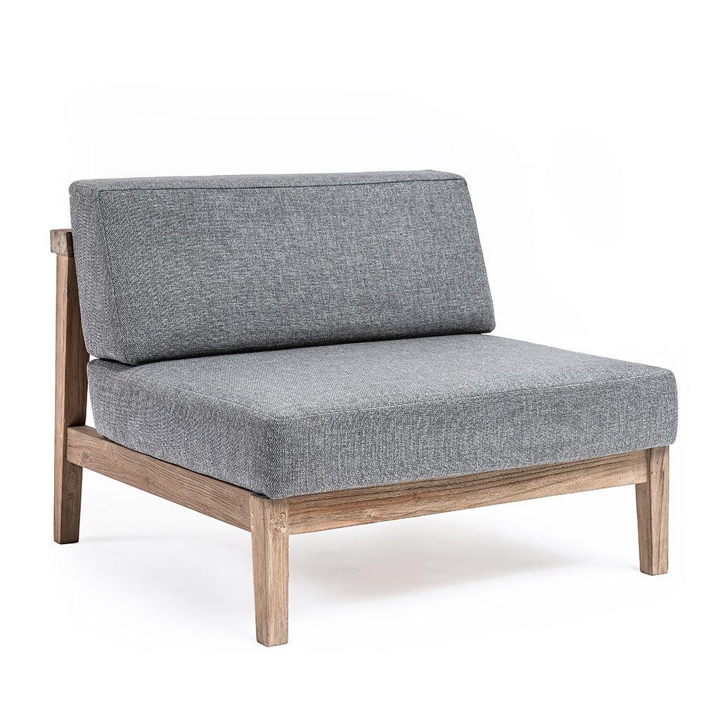 Gartensofa Mittelteil COPENHAGUE von Gommaire – modulares Loungesofa-Element aus Teakholz mit wetterfestem Polster, ideal für flexible Outdoor-Sitzlandschaften