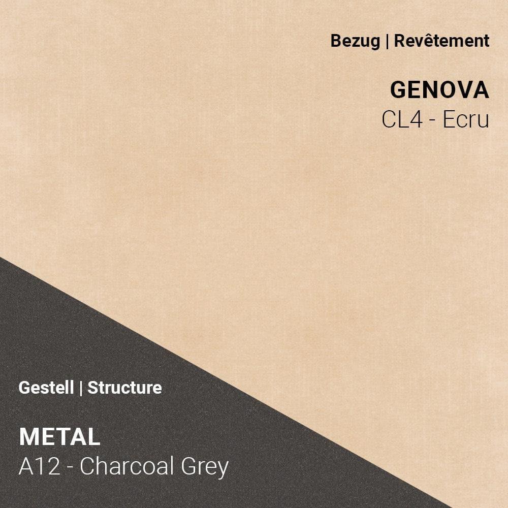 Stoff Genova CL4 Ecru kombiniert mit Metallgestell A12 in Charcoal Grey